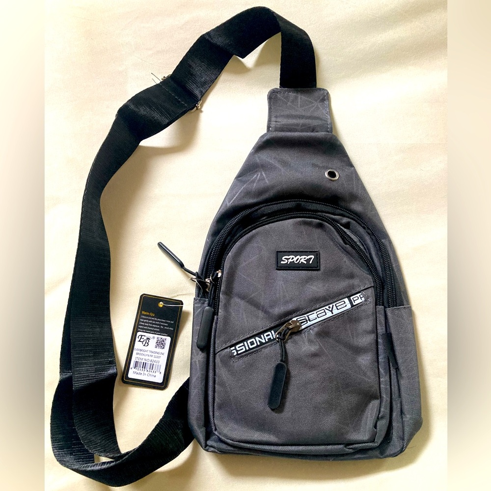 Gray Crossbody Bag - Translucent Geometric Pattern - New with Tags